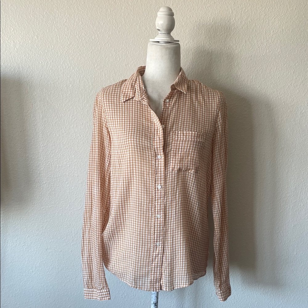 GAP Apricot Gingham Cottagecore Button Down Shirt NWT – Size S – 100% Cotton